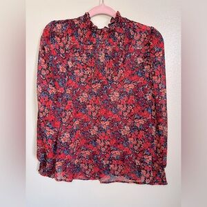 Alice Blue Floral Red and‎ Blue Blouse size med